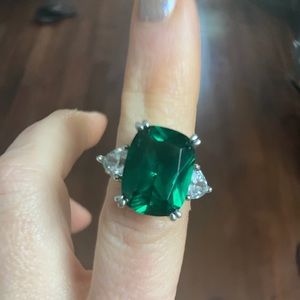 Ross Simons Emerald CZ Cushion Cut Cocktail Ring